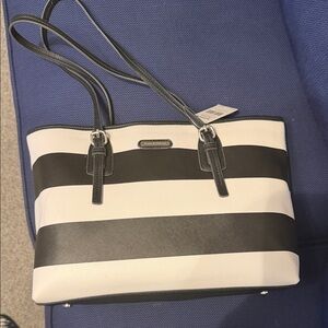 Dana Buchman Black and White Striped Tote